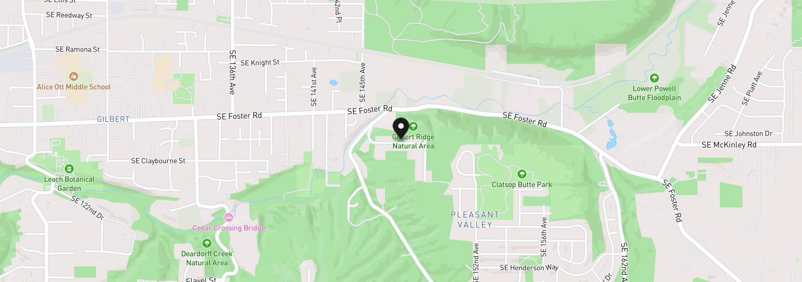 Map showing the location of 00 SE Duke St, Portland, OR 97236