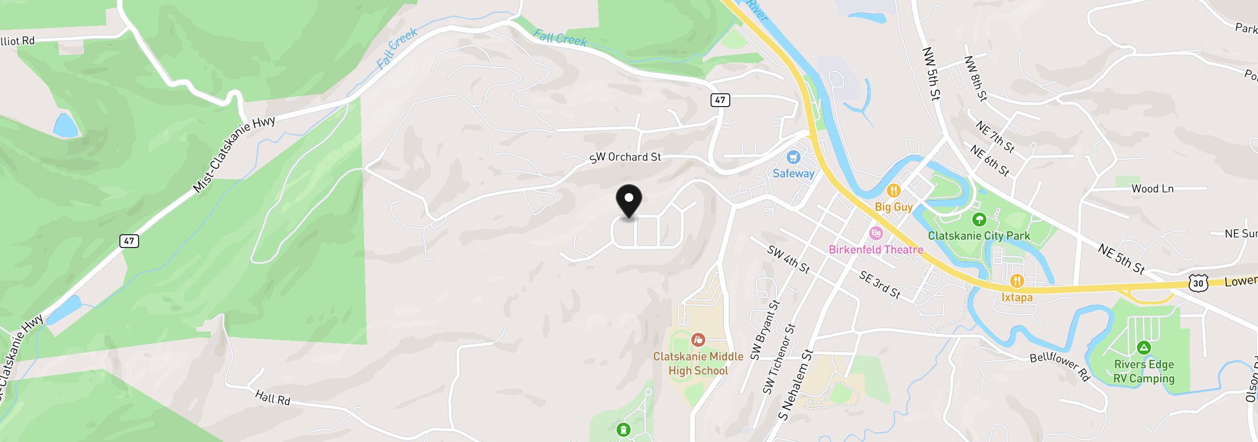 Map showing the location of 775 SW Belair Dr, Clatskanie, OR 97016