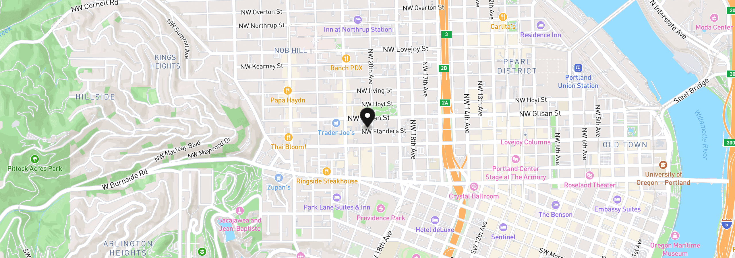 Map showing the location of 2015 NW Flanders St 513, Portland, OR 97209