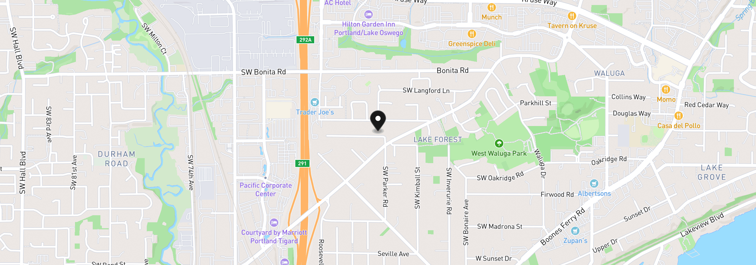 Map showing the location of 5995 Shakespeare St, Lake Oswego, OR 97035