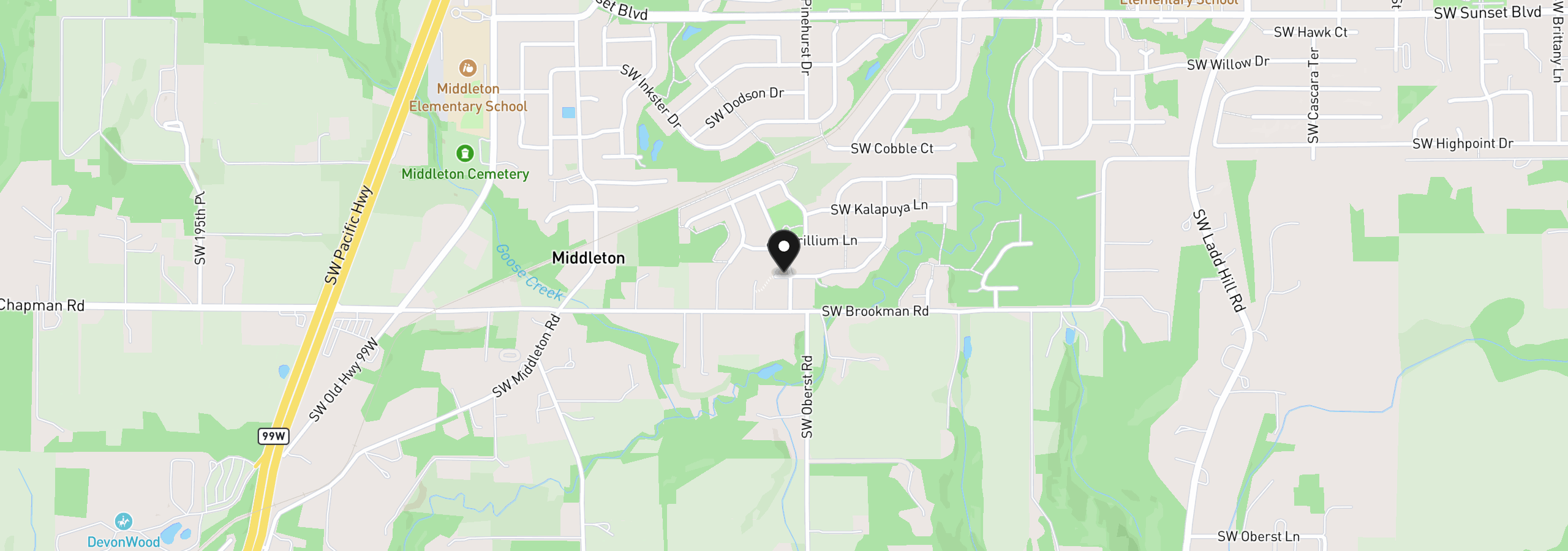 Map showing the location of 17619 SW Wapato Island Dr, Sherwood, OR 97140
