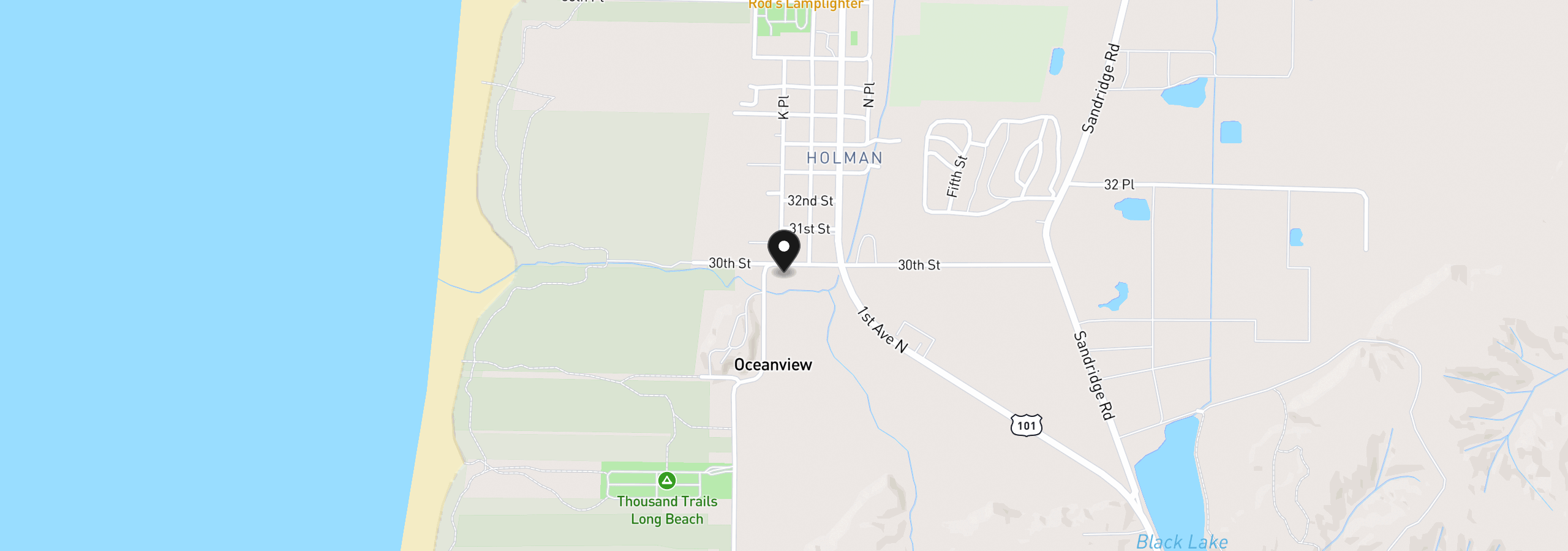 Map showing the location of 1106 30th St, Seaview, Wa 98644
