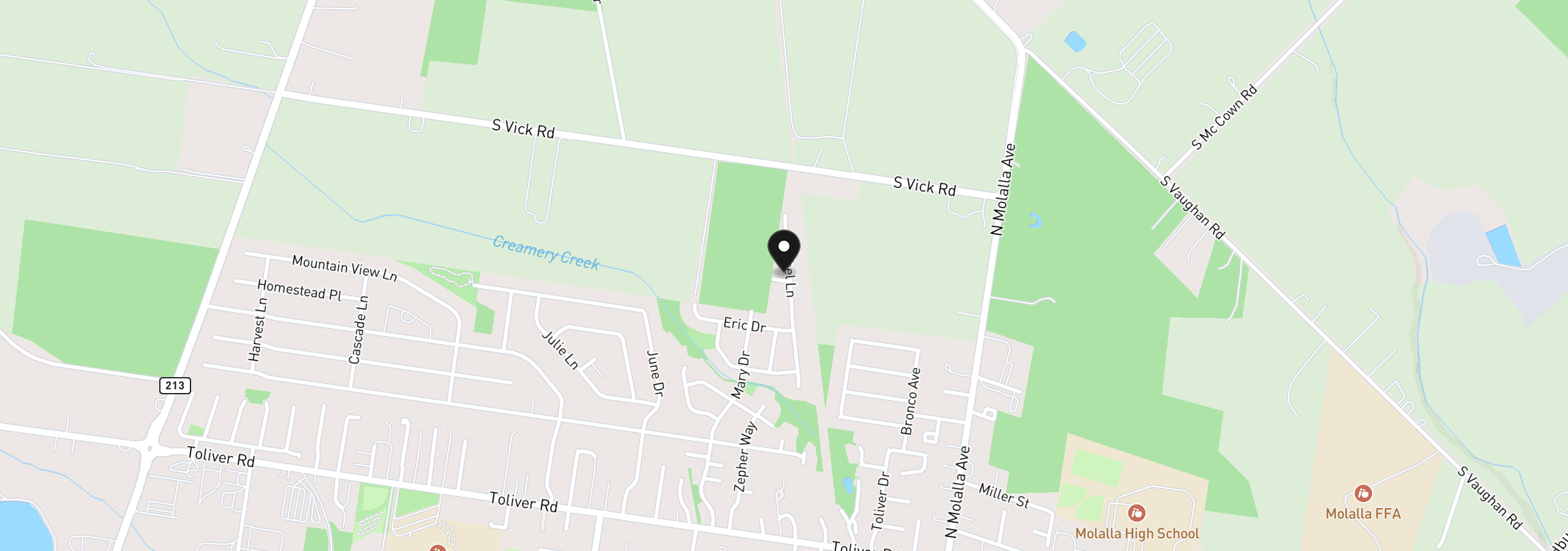Map showing the location of 1200 Rachel Ln, Molalla, OR 97038