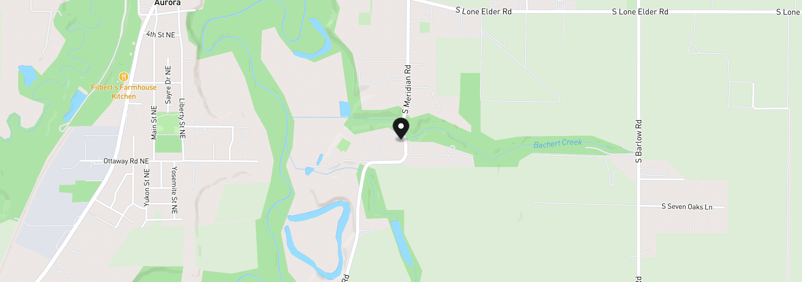 Map showing the location of 26383 S Meridian Rd, Aurora, OR 97002