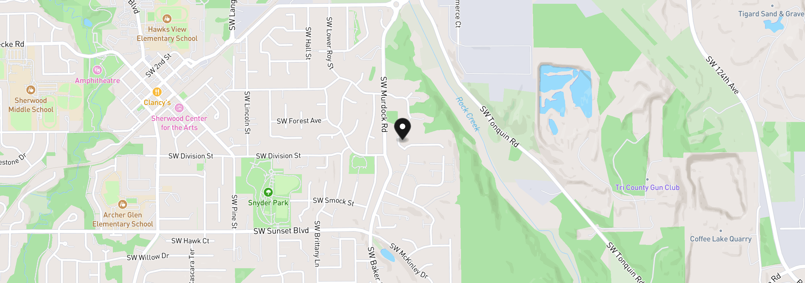 Map showing the location of 22924 SW Byers Lake Ter, Sherwood, OR 97140