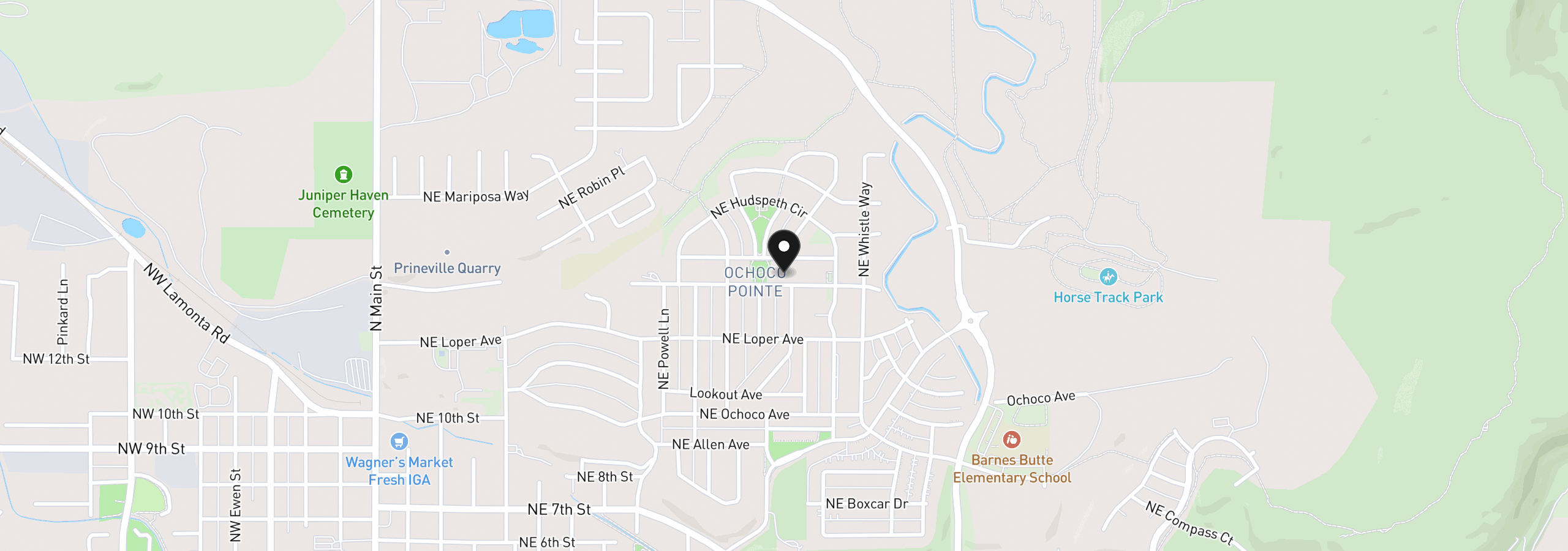 Map showing the location of 1229 NE Sunrise St, Prineville, OR 97754