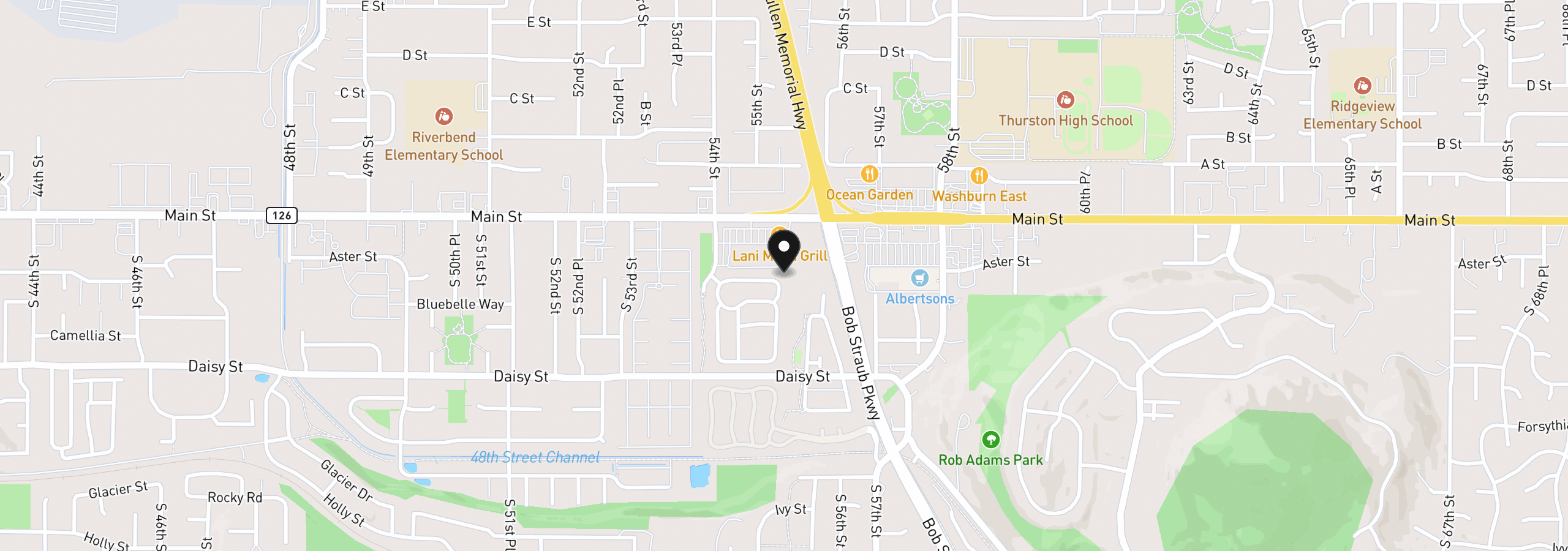 Map showing the location of 205 S 54th St 20, Springfield, OR 97478