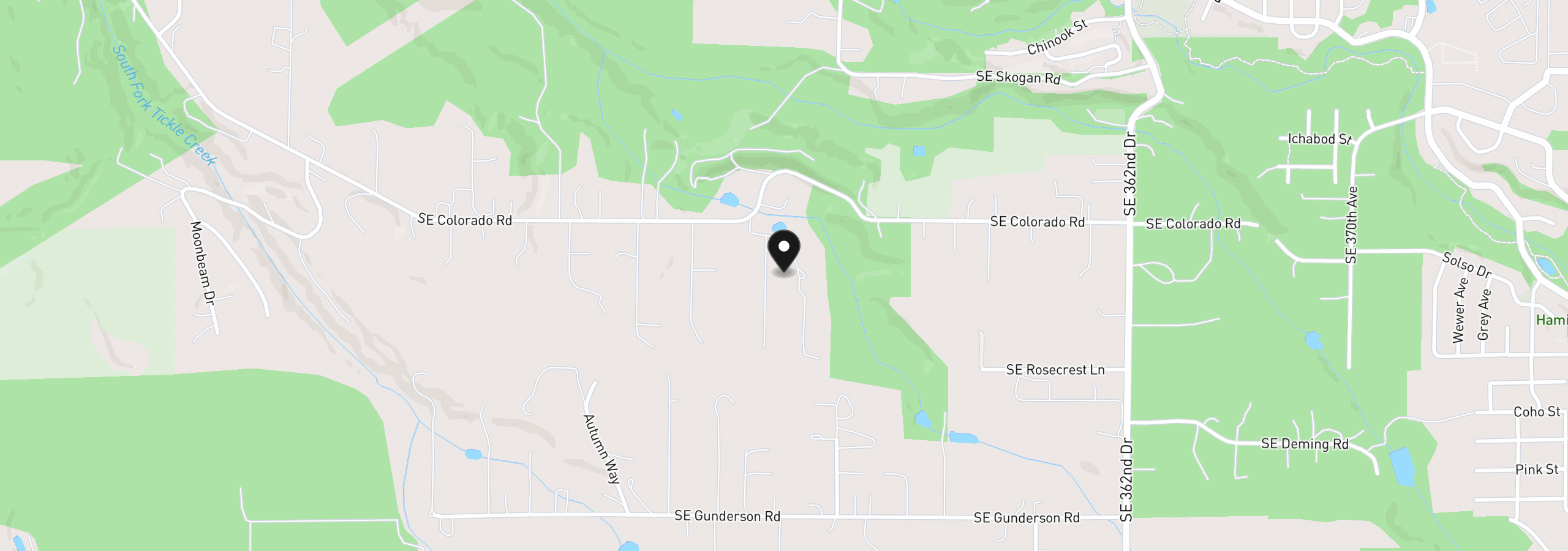 Map showing the location of 35000 SE Colorado Rd, Sandy, OR 97055