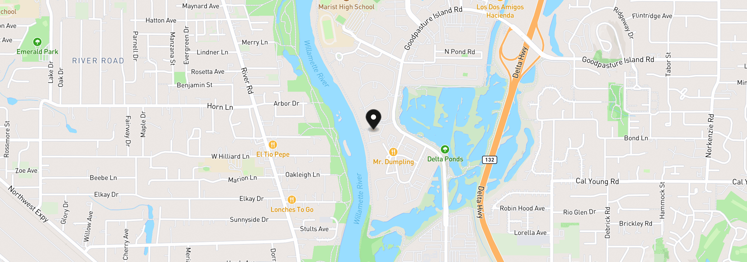 Map showing the location of 587 Wimbledon Ct, Eugene, OR 97401