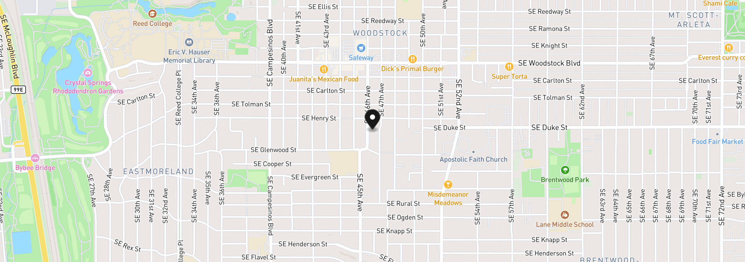 Map showing the location of 6514 SE 46th Ave, Portland, OR 97206