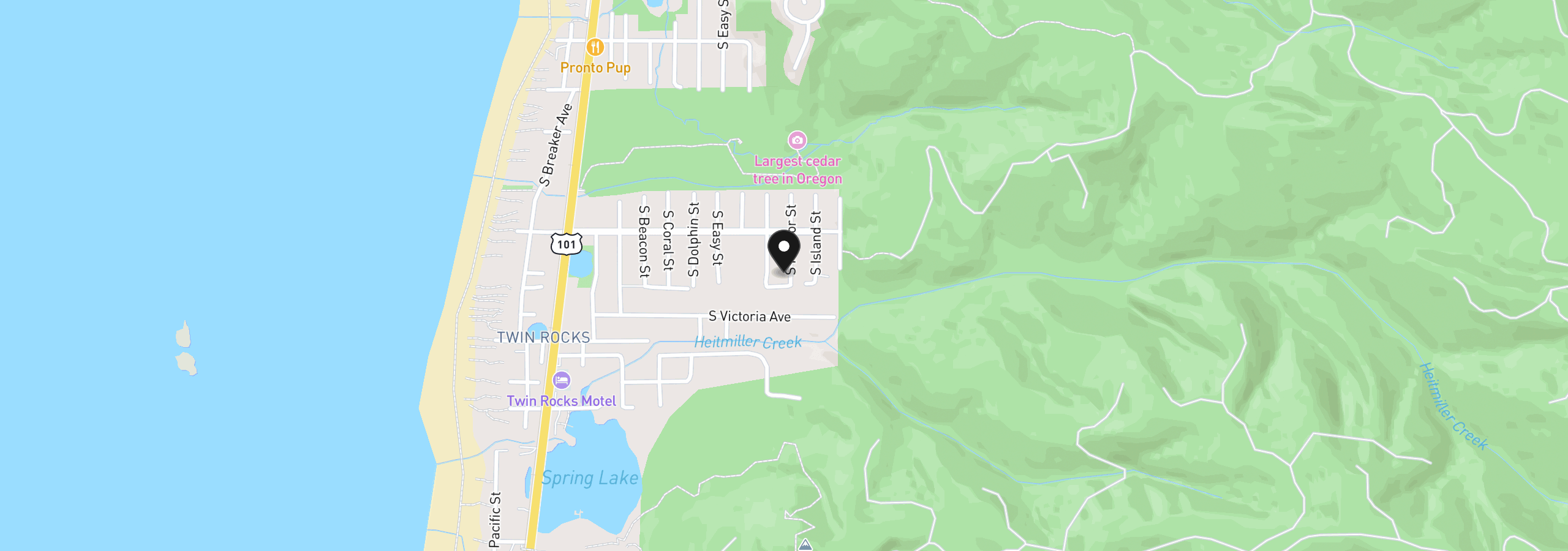 Map showing the location of 1087 S Harbor St, Rockaway Beach, OR 97136