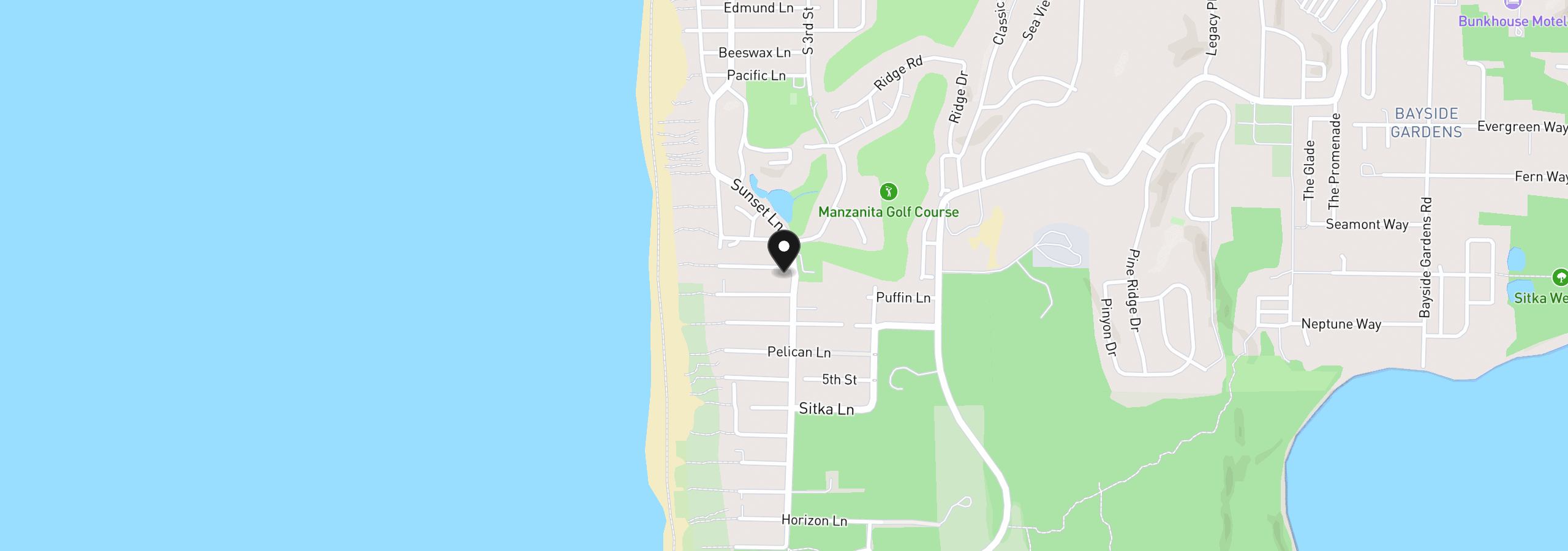 Map showing the location of 8985 Chinook Ln, Manzanita, OR 97130