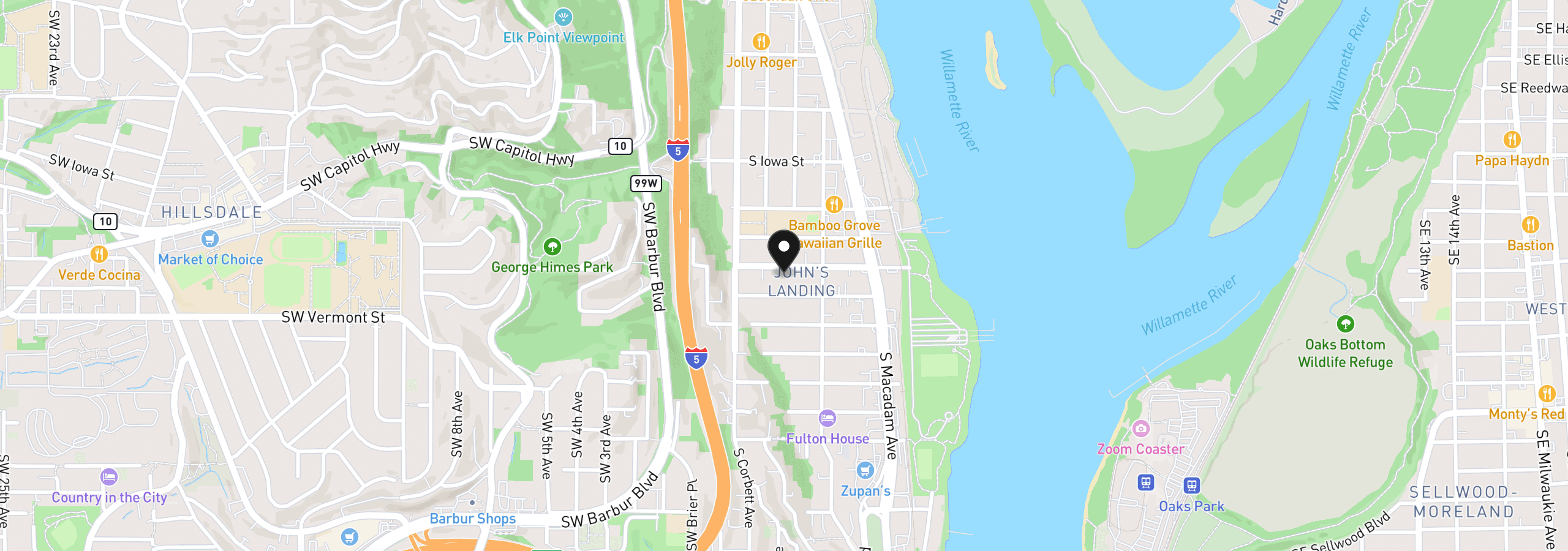 Map showing the location of 322 S Nebraska St, Portland, OR 97239