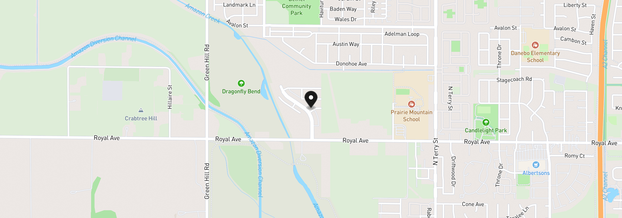 Map showing the location of 909 Legacy St, Eugene, OR 97402