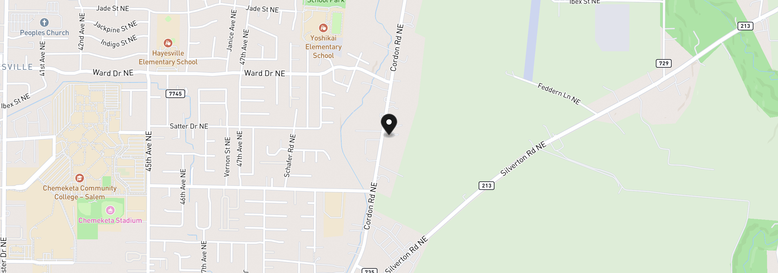 Map showing the location of 4160 NE Cordon Rd, Salem, OR 97305