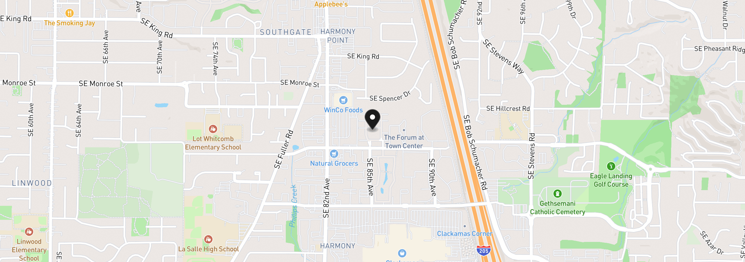 Map showing the location of 11189 SE Causey Cir, Happy Valley, OR 97086