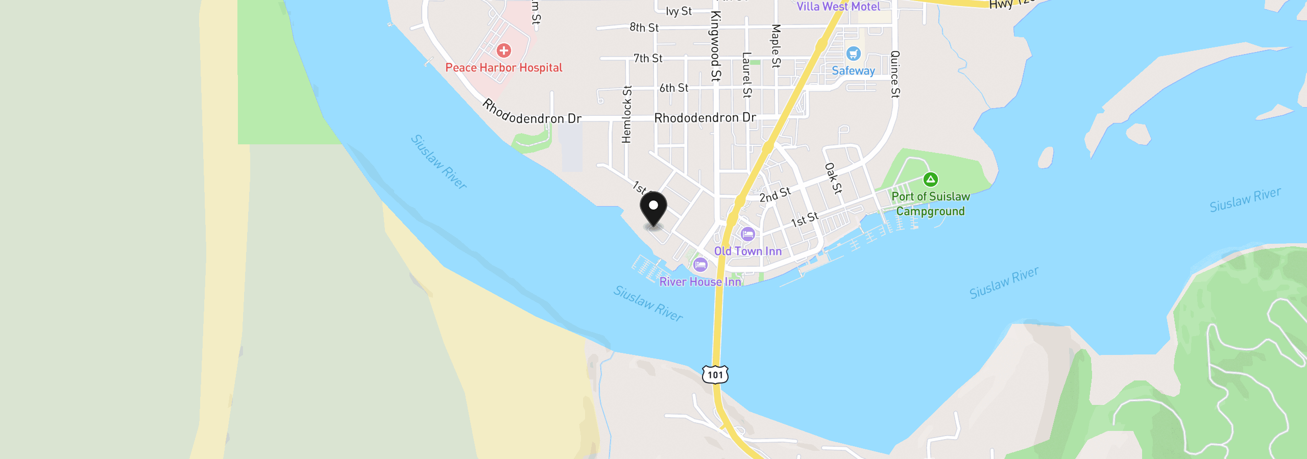 Map showing the location of 1070 Bay St 22, Florence, OR 97439