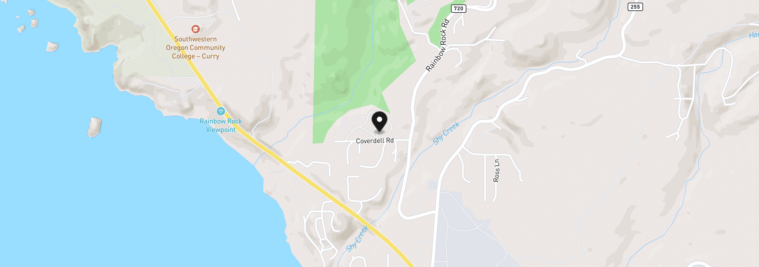 Map showing the location of 96465 Coverdell Rd 34, Brookings, OR 97415
