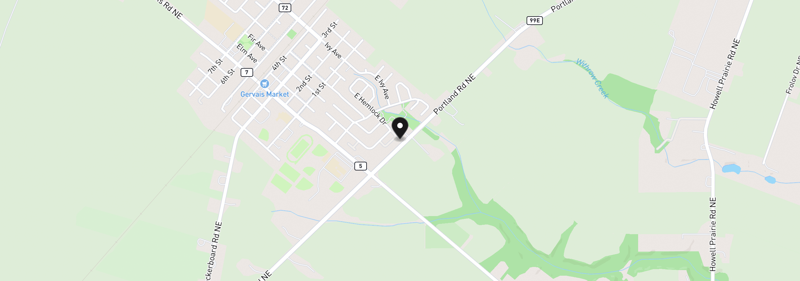 Map showing the location of 542 E Elm Loop, Gervais, OR 97026
