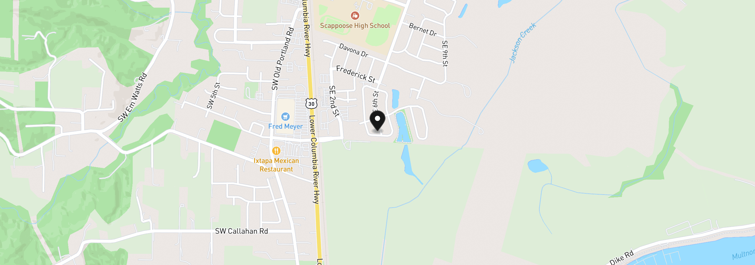 Map showing the location of 51419 SE 6th Street 91, Scappoose, OR 97056