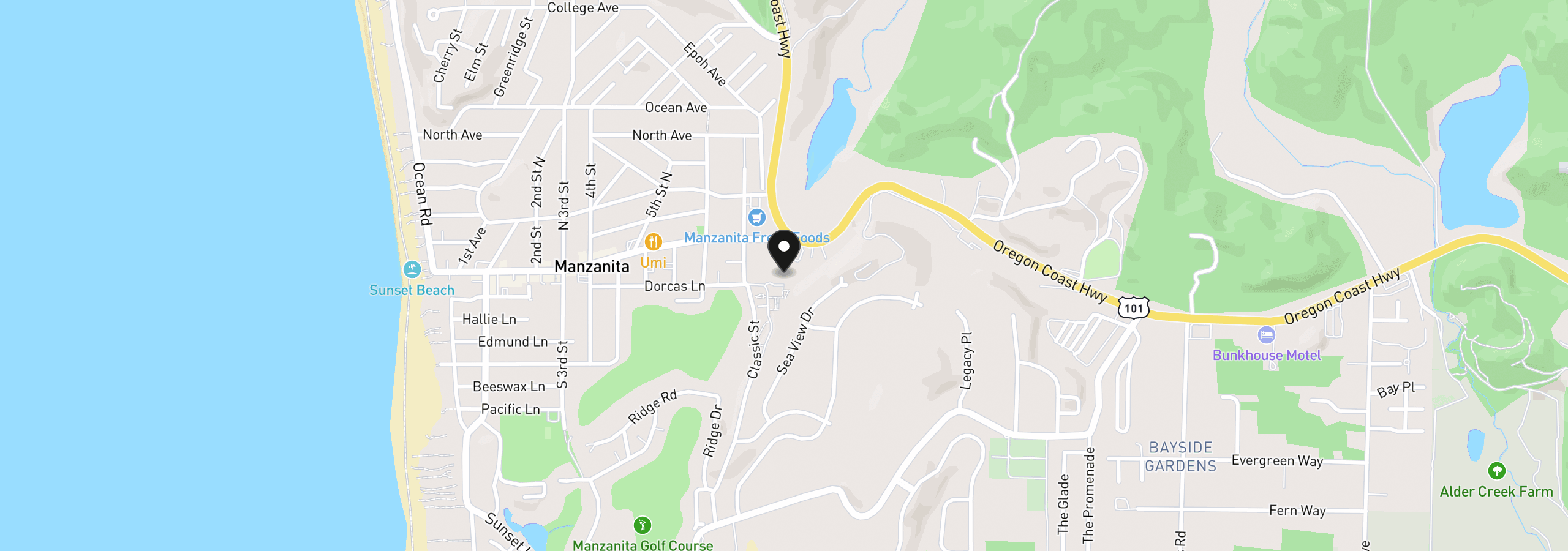 Map showing the location of Dorcas Ln Lot10, Manzanita, OR 97130