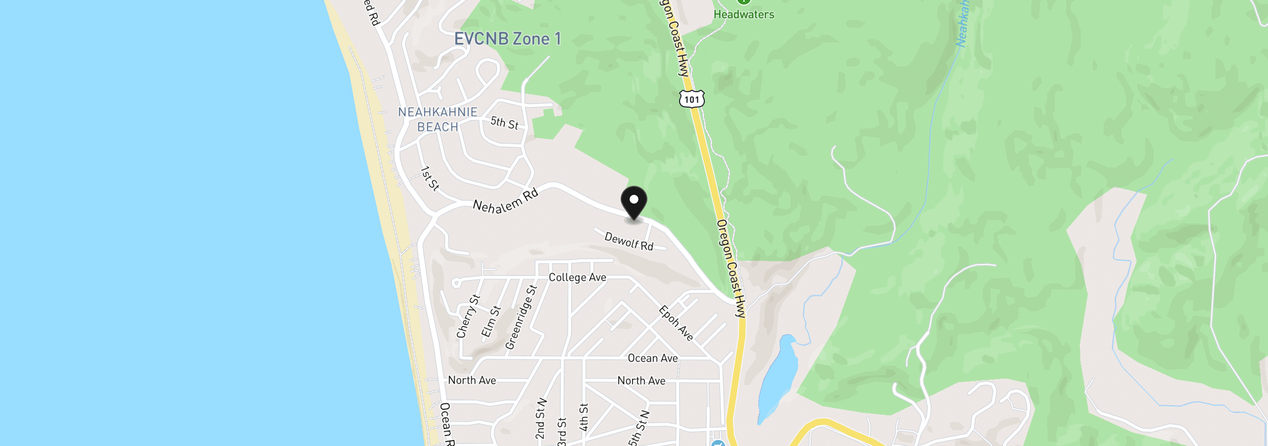 Map showing the location of 9385 Nehalem Rd, Manzanita, OR 97130