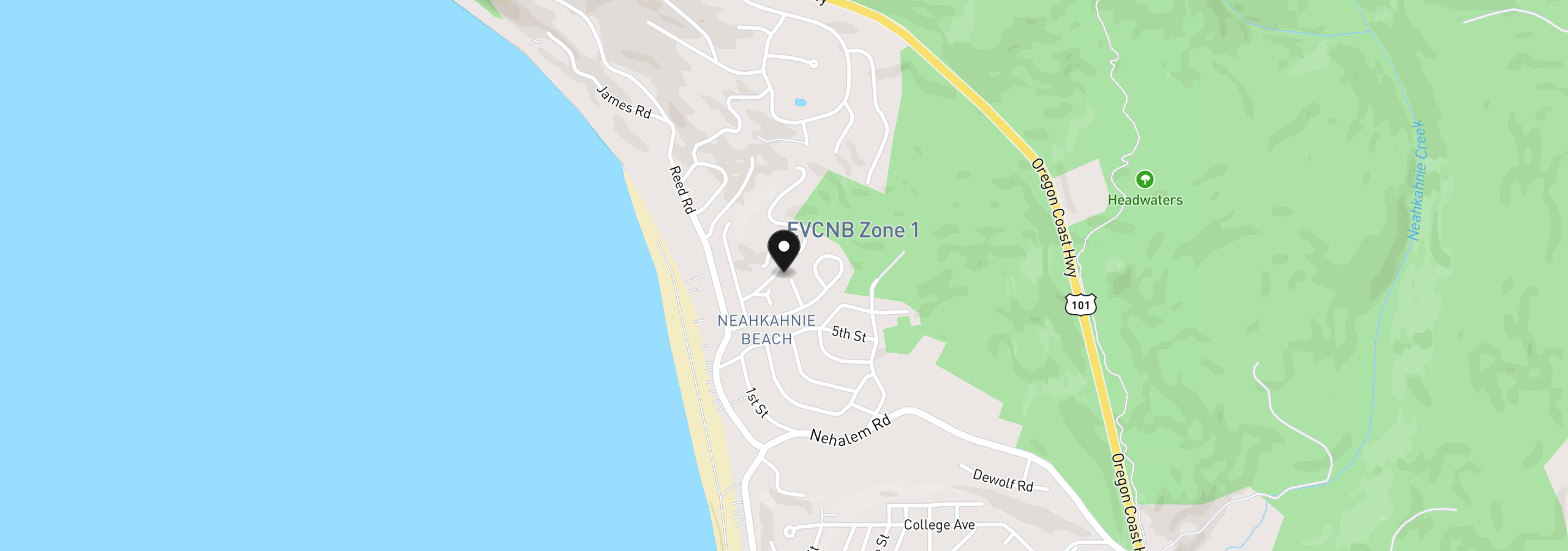 Map showing the location of Pirates Way, Manzanita, OR 97130