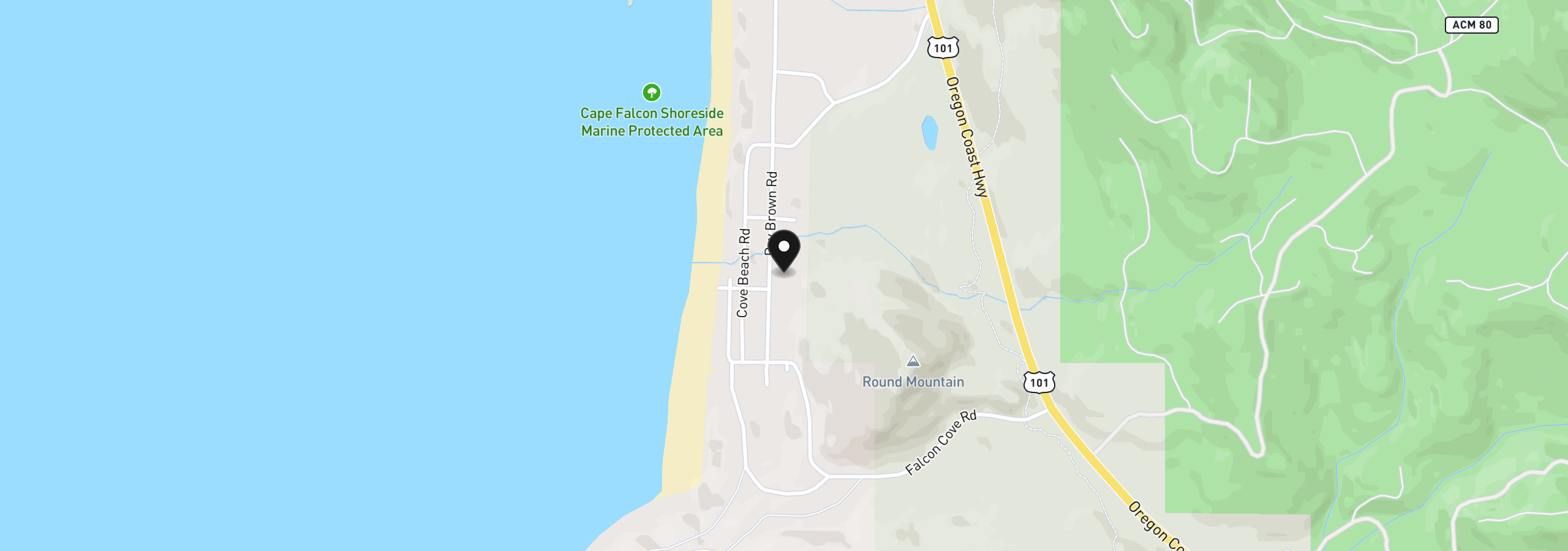 Map showing the location of 79157 Ray Brown Rd, Cove Beach, OR 97102