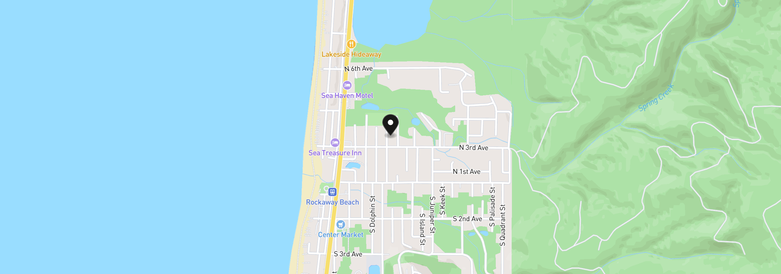 Map showing the location of 324 N Easy St, Rockaway Beach, OR 97136