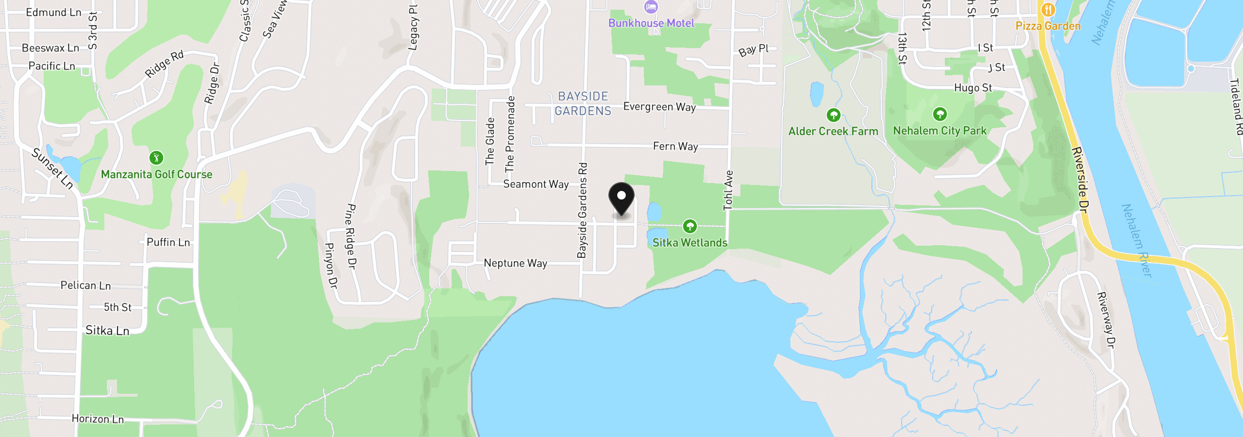 Map showing the location of 34065 Pintail Ave, Nehalem, OR 97131