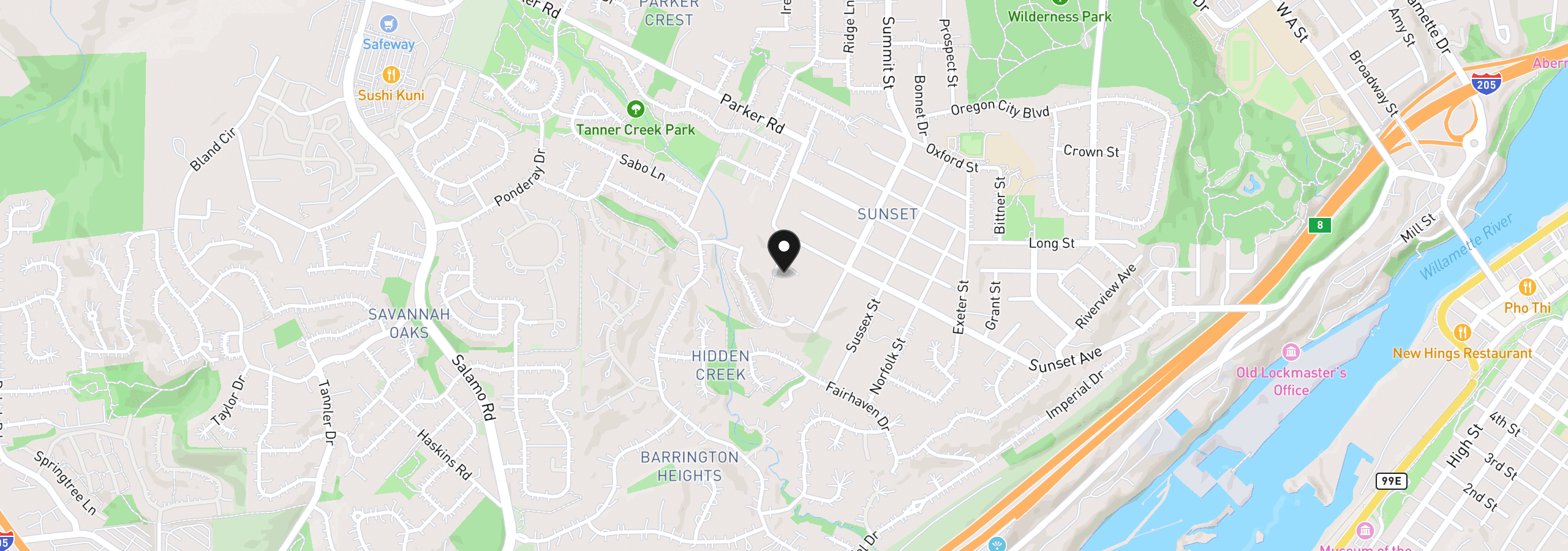Map showing the location of 4191 Reed St, West Linn, OR 97068