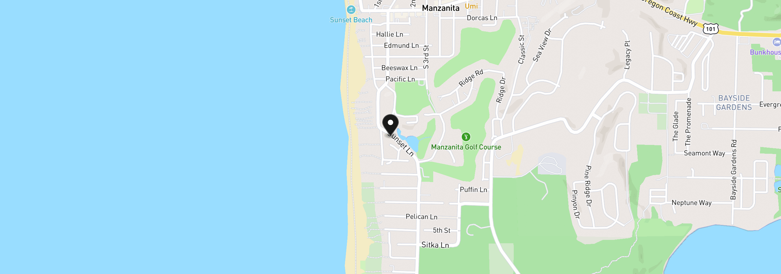 Map showing the location of 901 S Carmel Ave, Manzanita, OR 97130