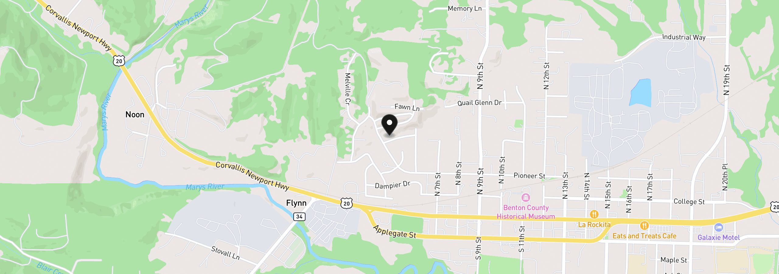 Map showing the location of 583 Canberra Dr, Philomath, OR 97370