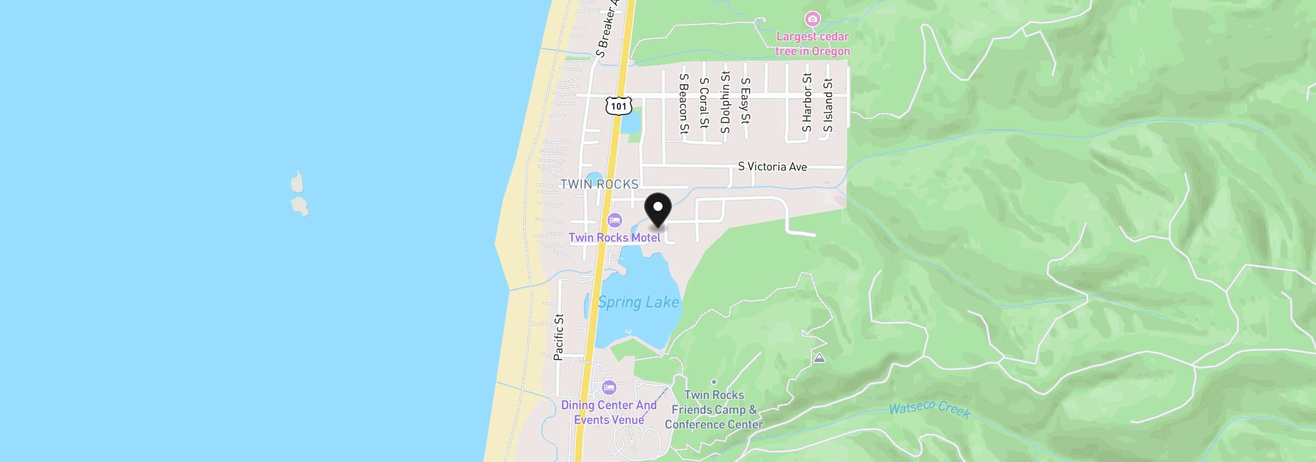 Map showing the location of 1705 Pansy Ct, Rockaway Beach, OR 97136
