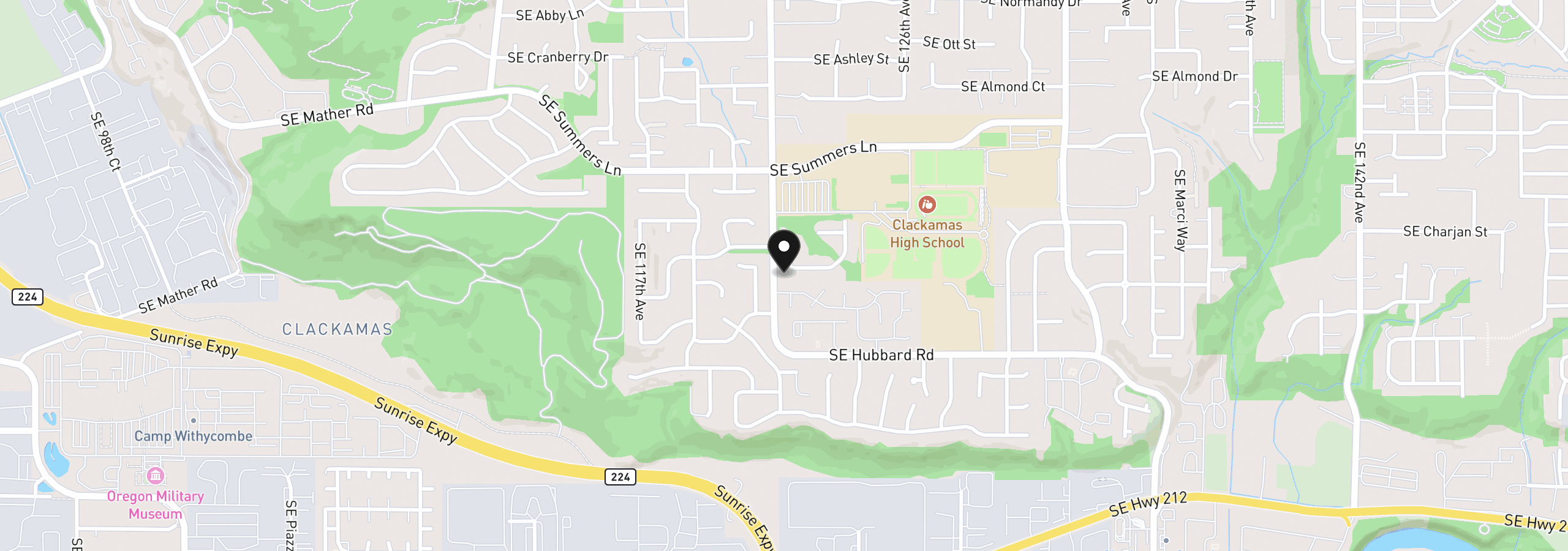 Map showing the location of 12276 SE Mountain Sun Dr, Clackamas, OR 97015