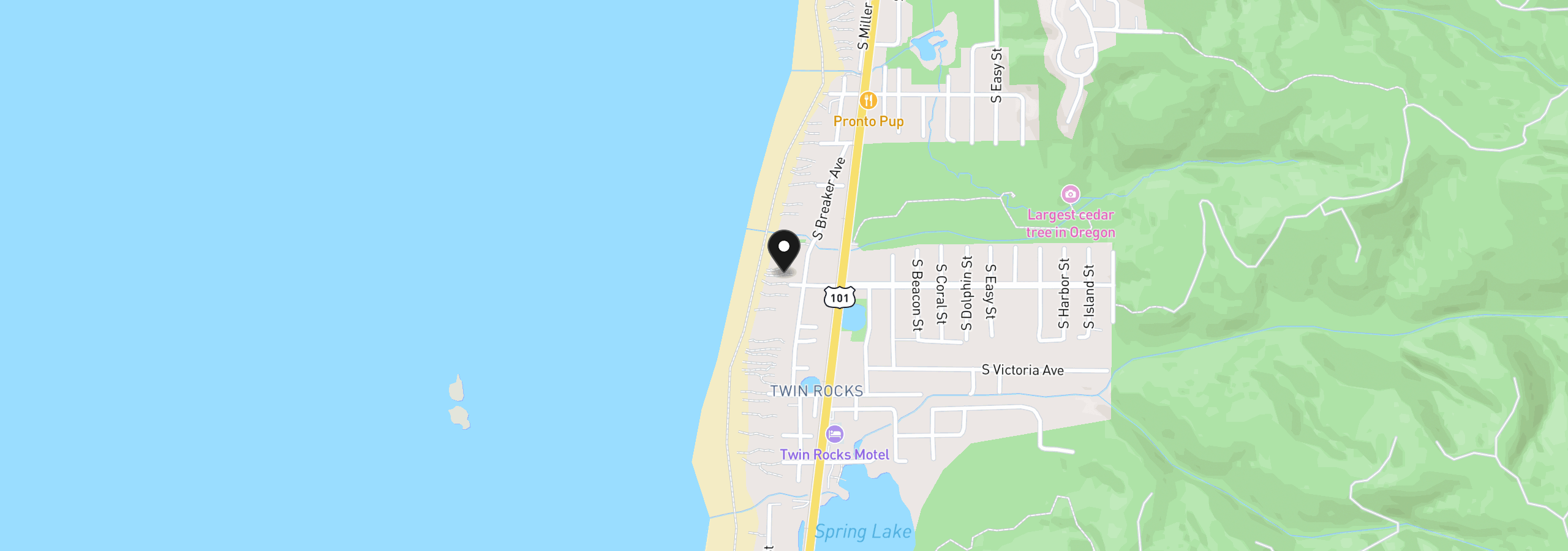 Map showing the location of 971 Breaker Ave Lot 2, Rockaway Beach, OR 97136