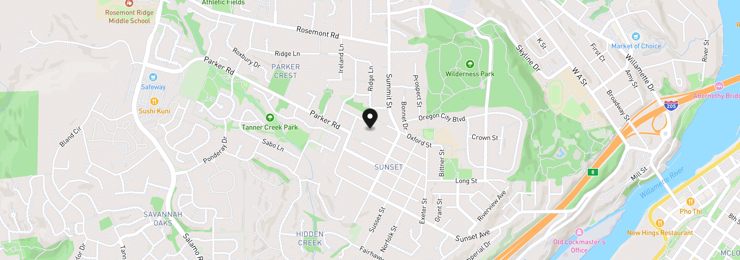 Map showing the location of 2850 White Salmon Ct, West Linn, OR 97068