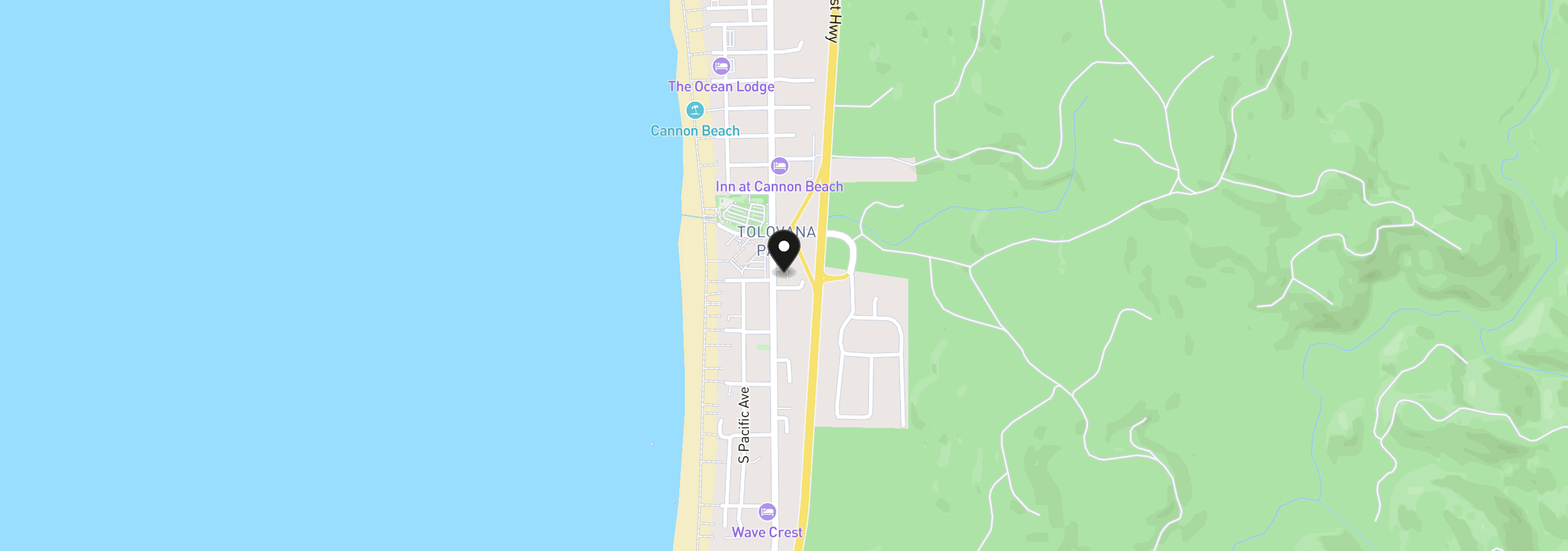 Map showing the location of 3407 S Hemlock St C2, Cannon Beach, OR 97110