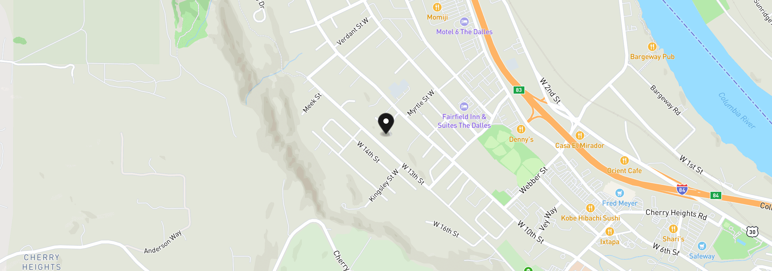 Map showing the location of 2318 W 12th St 3, The Dalles, OR 97058
