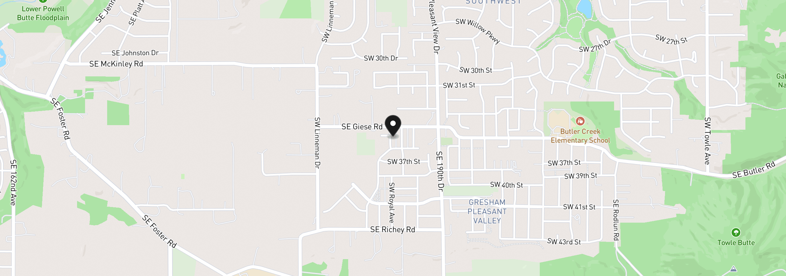 Map showing the location of 3520 SW Royal Ave, Gresham, OR 97080
