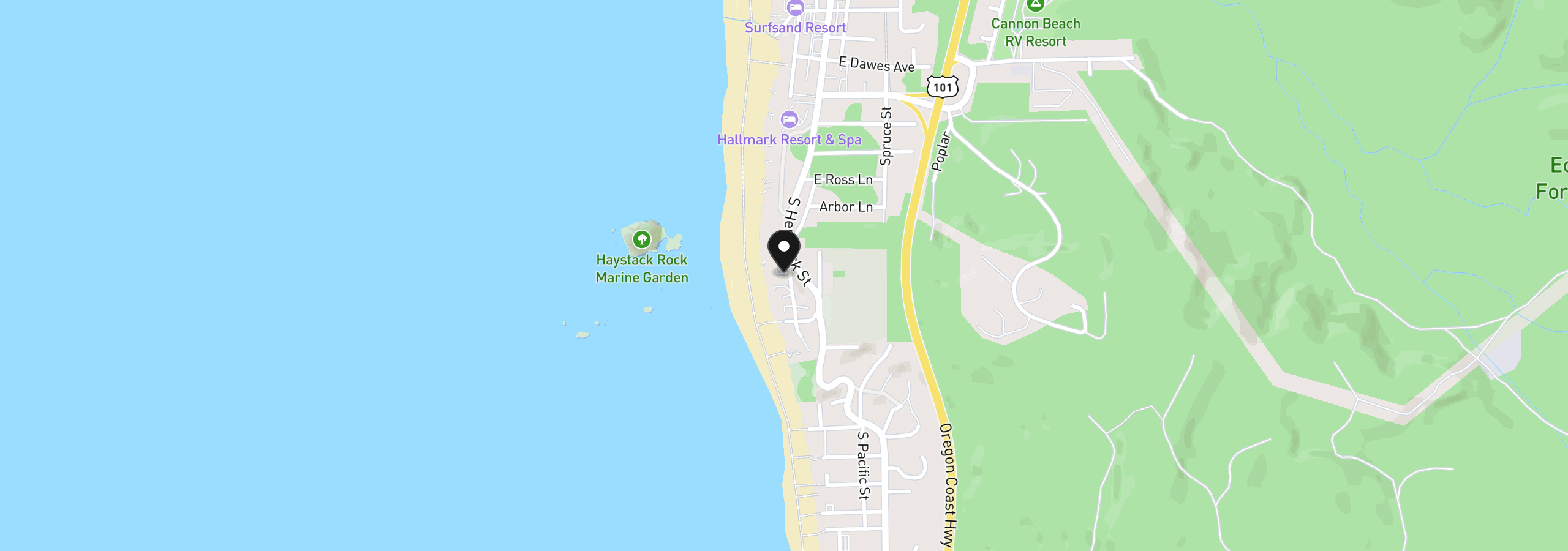 Map showing the location of 1856 Pacific St, Cannon Beach, OR 97110