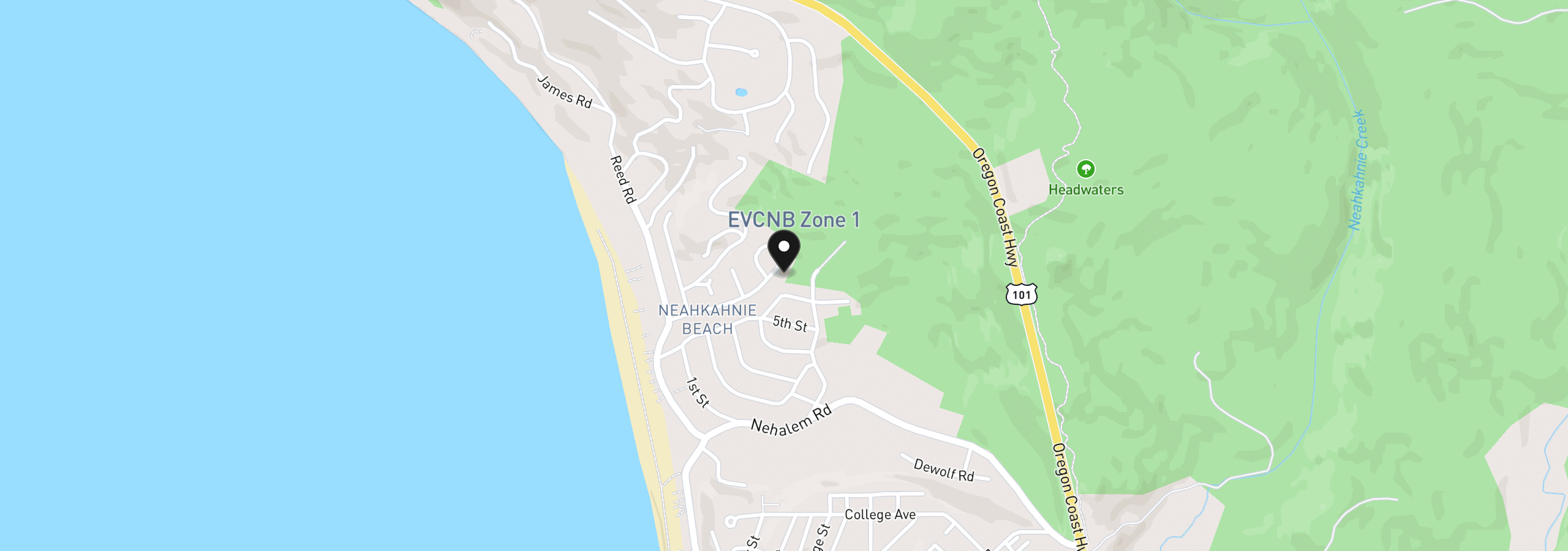 Map showing the location of 8435 Treasure Rocks Rd, Manzanita, OR 97130