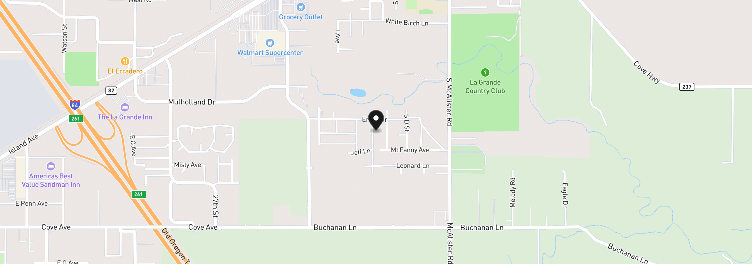 Map showing the location of 10907 Kristin Way, Island City, OR 97850