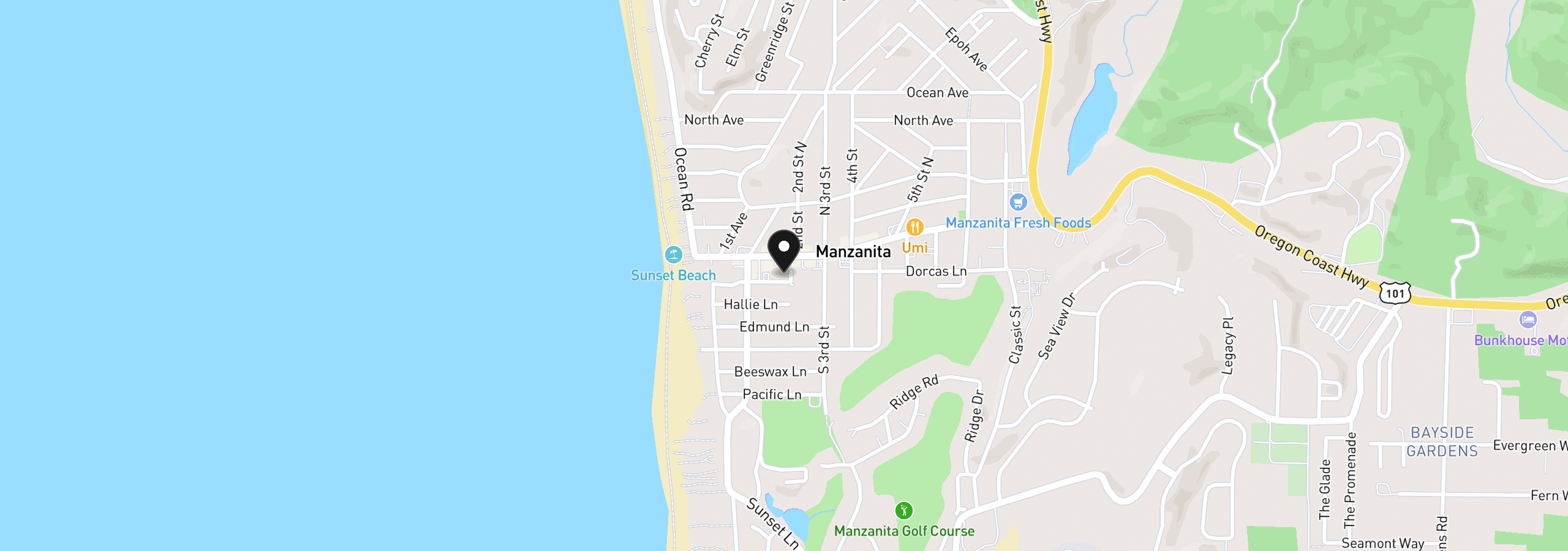 Map showing the location of 170 Merton Ln, Manzanita, OR 97130