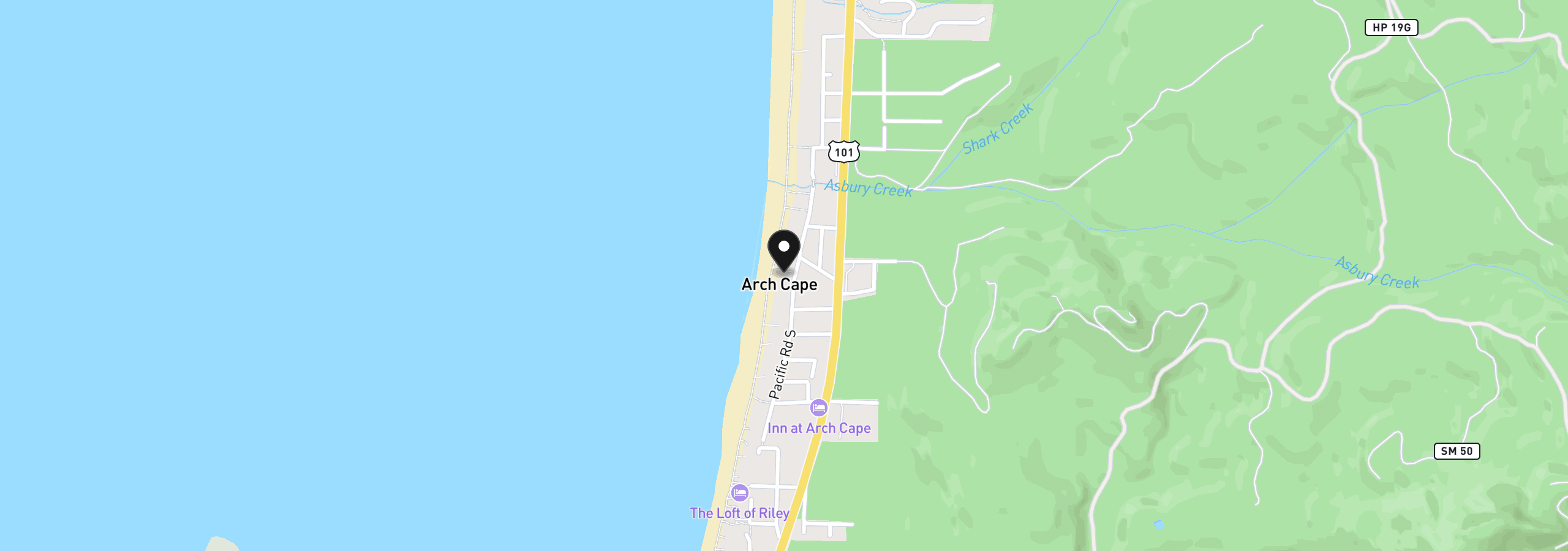 Map showing the location of 80124 Pacific Rd, Arch Cape, OR 97102