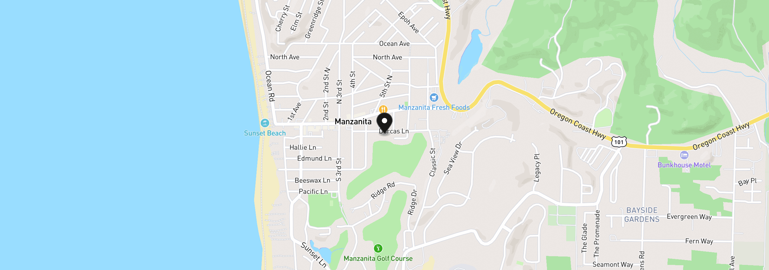 Map showing the location of 476 Dorcas Ln, Manzanita, OR 97130