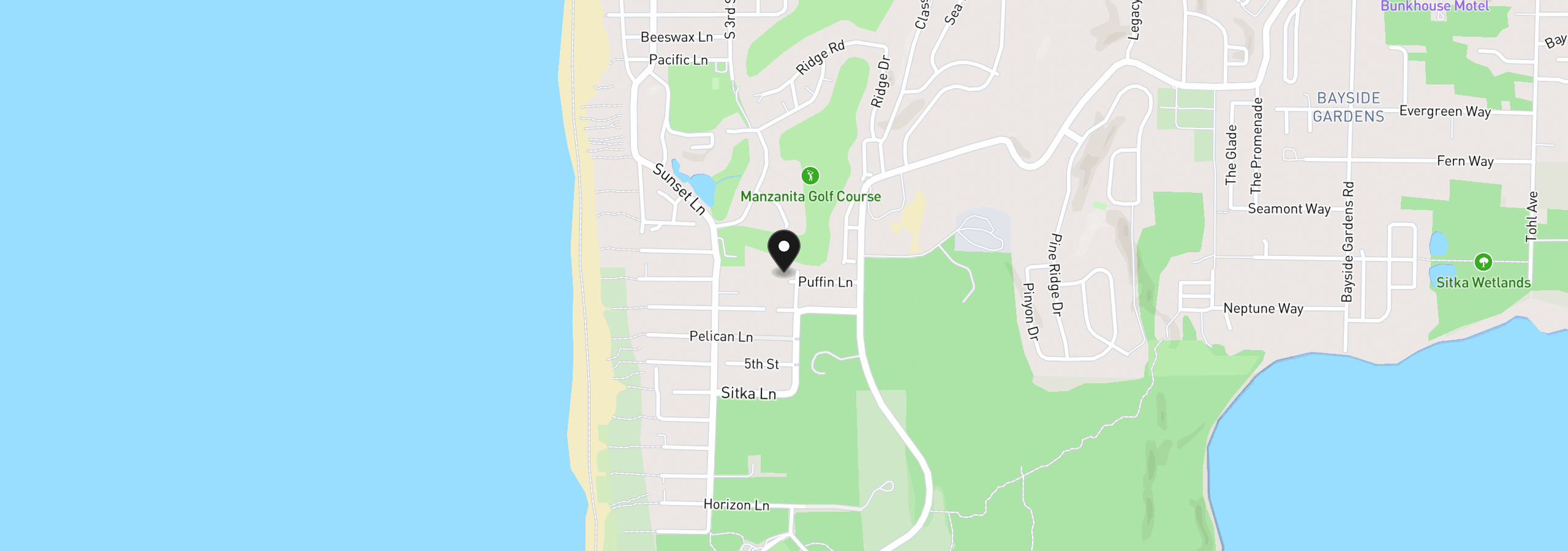 Map showing the location of Puffin Ln 1200, Manzanita, OR 97130