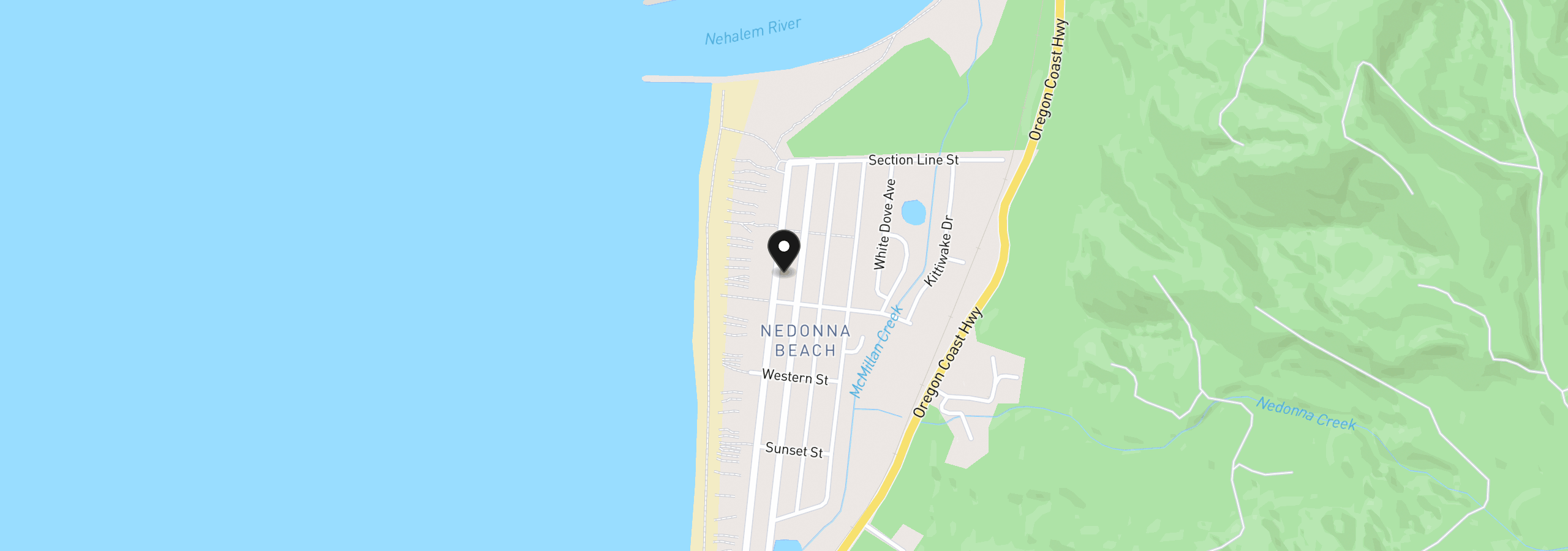 Map showing the location of 26455 Beach Dr, Rockaway Beach, OR 97136