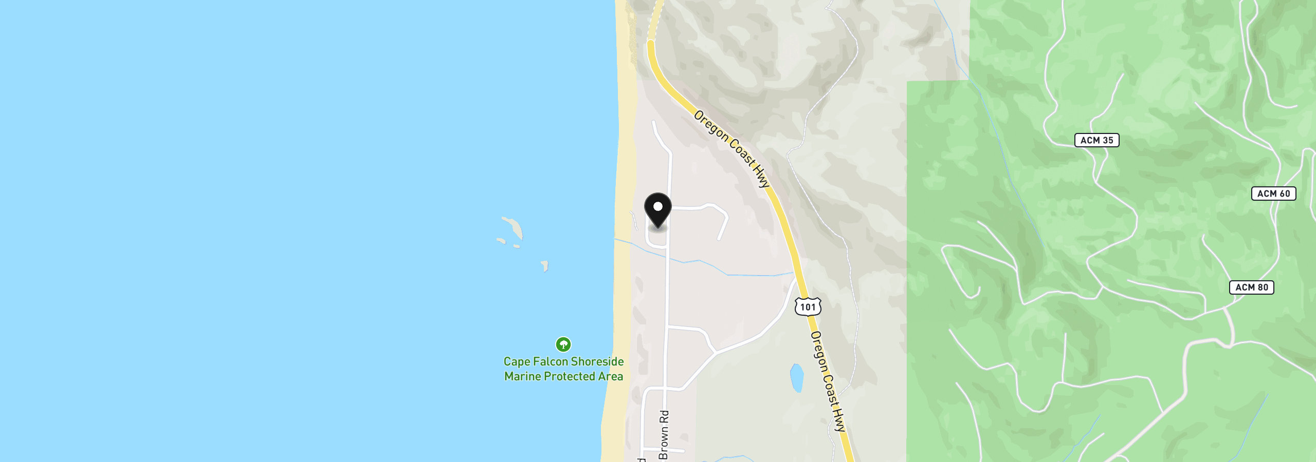 Map showing the location of 79432 Ray Brown Rd, Cove Beach, OR 97102