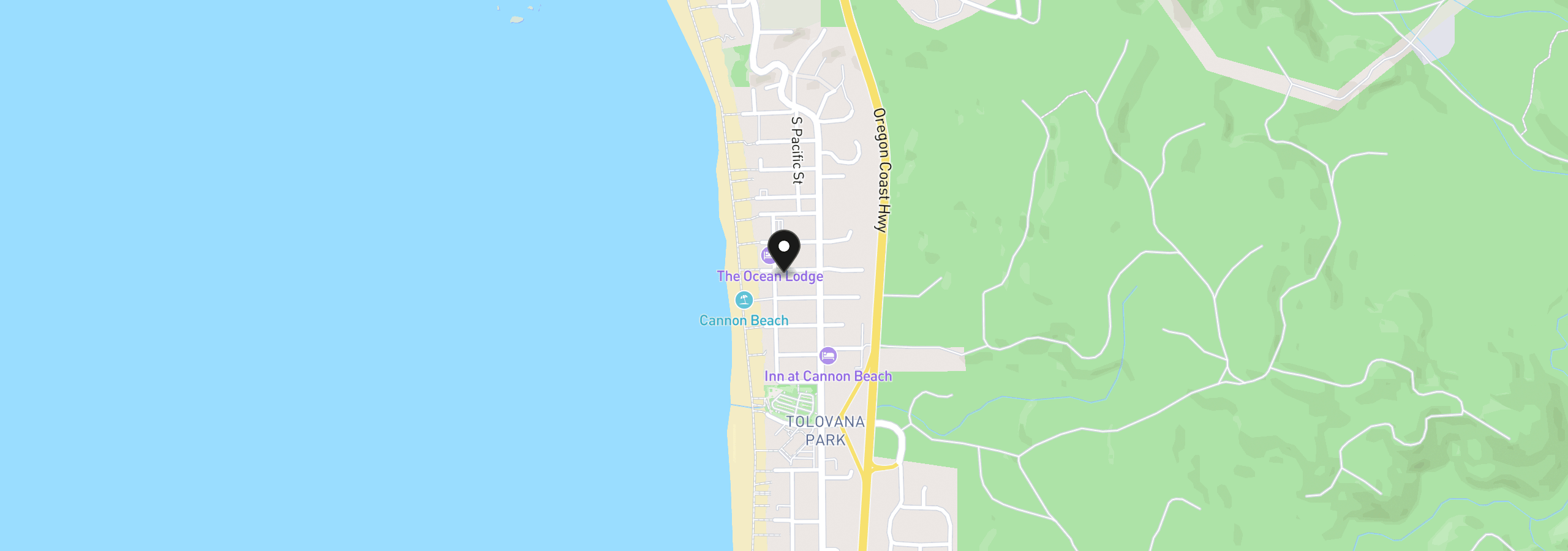 Map showing the location of 179 W Chisana St, Cannon Beach, OR 97110